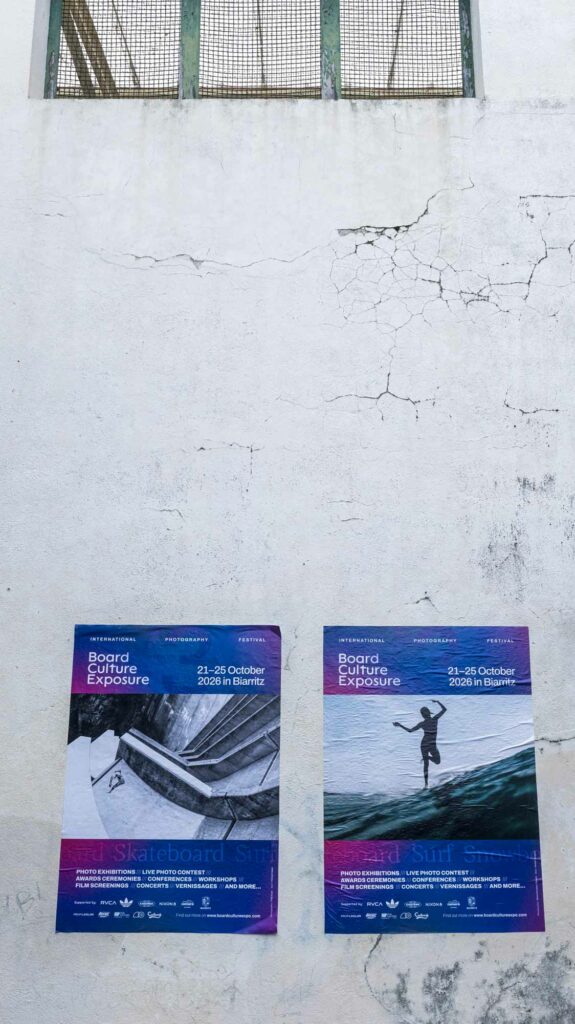 Affiches du Board Culture Exposure 2026 annonçant les dates du festival à Biarritz, skate et surf